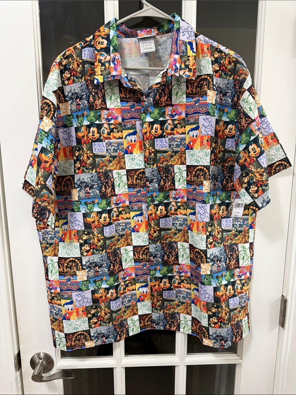 Disney Mickey Mouse Patchwork Print Short Sleeve Shirt - Multicolor